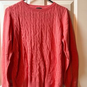 Talbots Coral Cable Knit Sweater